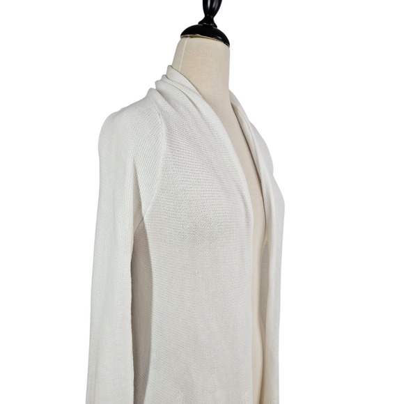 Lilly Pulitzer Tatum Long Knit Cardigan S White Fringe Open Front Beach Resort - Picture 5 of 13